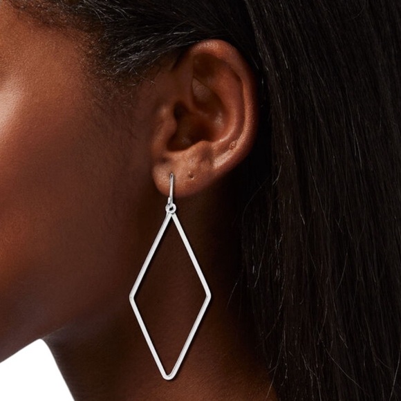 SILVER DIAMOND OUTLINE DROP EARRINGS - Picture 2 of 2